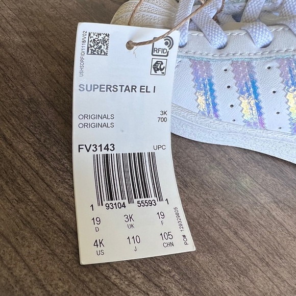 Adidas Superstar EL I Girl’s Shoe Size 4K #B1117 - Picture 4 of 8